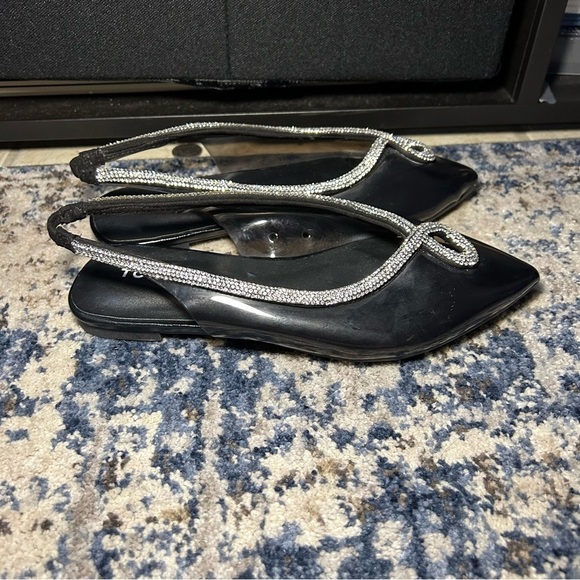 Torrid Black & Silver Jeweled Pointed Toe Slingback Flats 6 Extra Wide Width - Picture 6 of 12